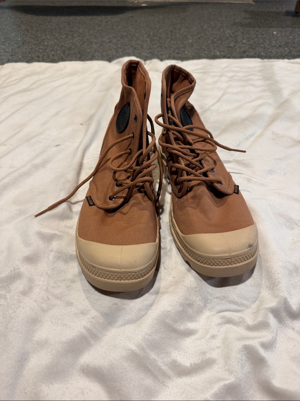 Palladium Men's High-Top Canvas Boots in Brown and Tan